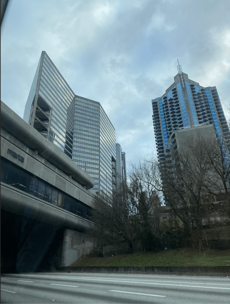 Urban hardscape win downtown Atlanta with Marta tunnel visible.